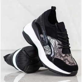 Bestelle Modische Sneaker auf der Plattform beige schwarz 1