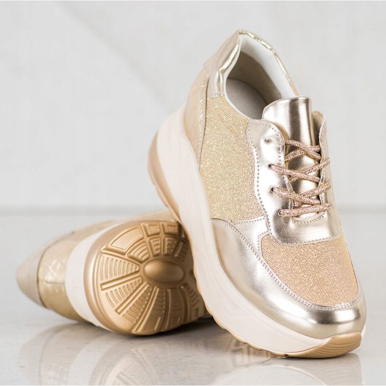Bestelle Goldene Sneaker mit Glitzer beige 2