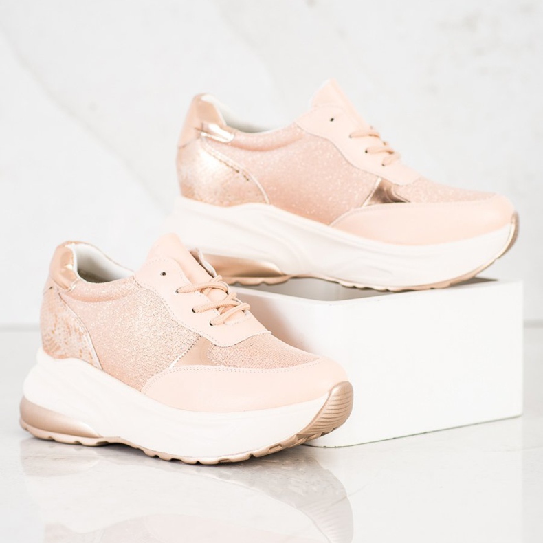 Bestelle Powder Sneakers mit Glitzer rosa golden 1