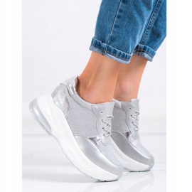 Bestelle Silberne Sneaker mit Glitzer grau 2