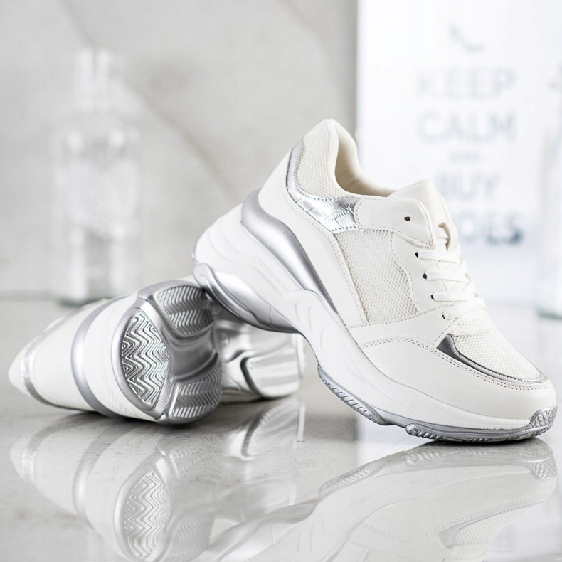 SHELOVET Stylische Sneaker in WEISS UND SILBER weiß silber- 1