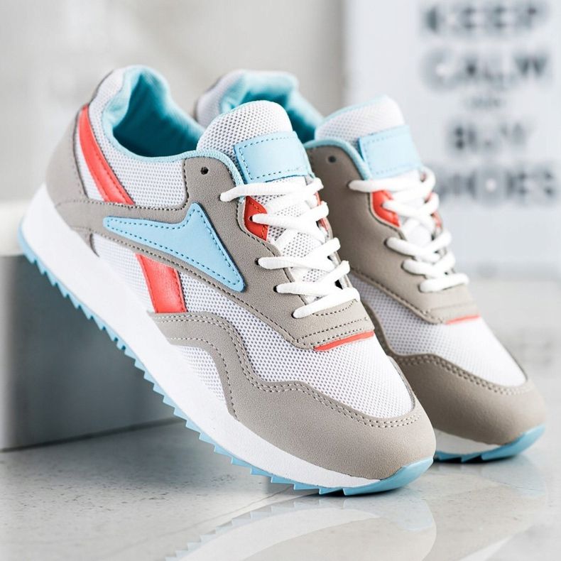 SHELOVET Sportschuhe mit Mesh weiß blau orange grau 2