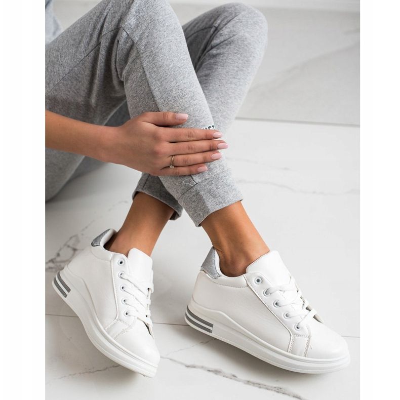 Diamantique Keilsneaker mit Glitzer weiß silber- 2