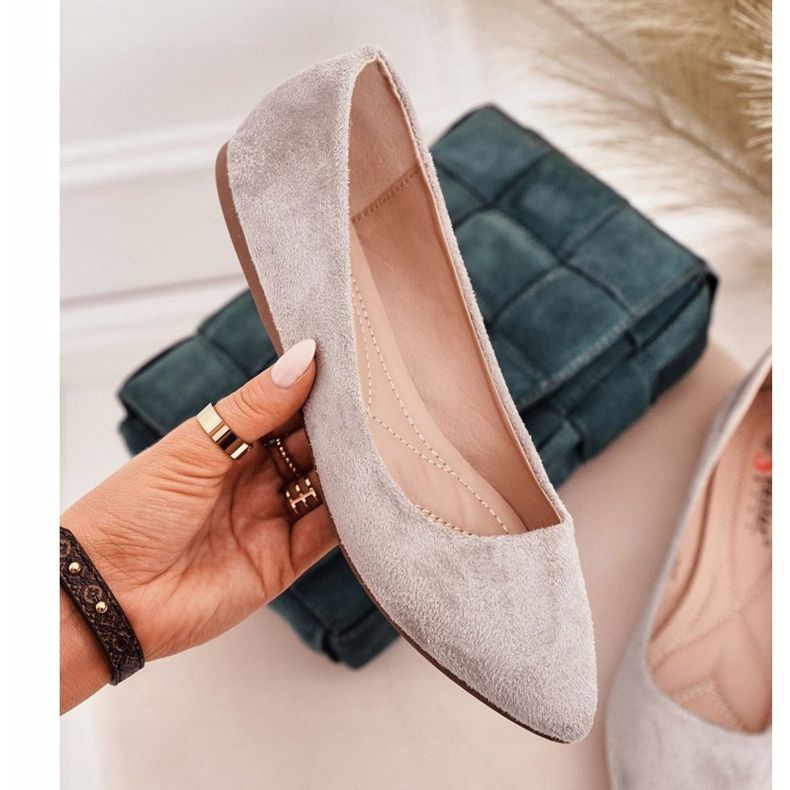 PS1 Graue Damen Ballerinas Wildleder Dermeno 1