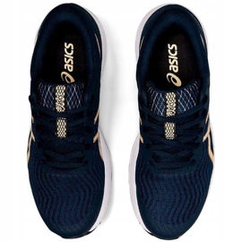 Damen Asics Patriot 12 Laufschuhe marineblau 1012A705 403 golden 1
