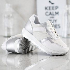 Bestelle Sneakers mit Glitzer-Plattform weiß silber- 1