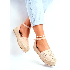 SEA Espadrilles für Damen auf Beige-Leinen-Plateau von Palermo 1