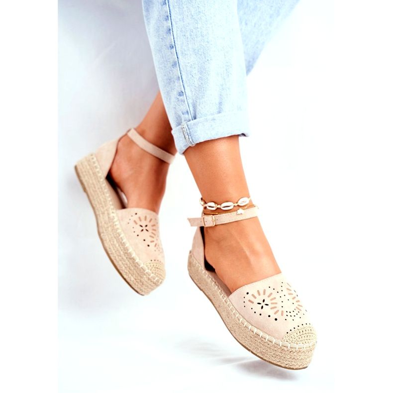 SEA Espadrilles für Damen auf Beige-Leinen-Plateau von Palermo 1