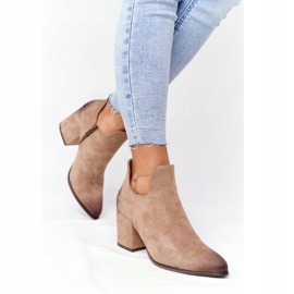 Vinceza Stiefeletten für Damen mit Ausschnitten Beige Caroline 2