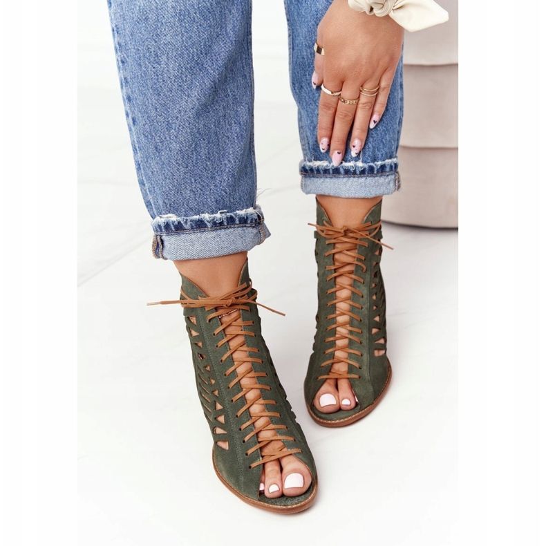 Damen Wildleder Maciejka Grün Stiefel 04040-09 beige 1