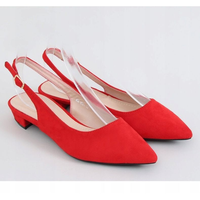Rote Ballerinas mit offenem Absatz MM-801 Rot 1