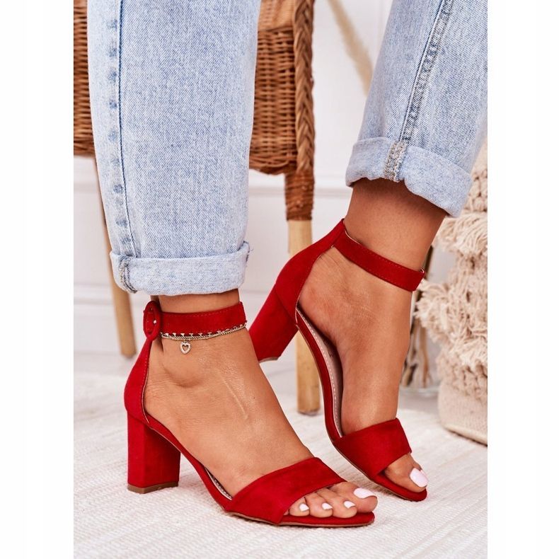 EVE Damen Sandalen mit Absatz Wildleder Rot Lexi 2