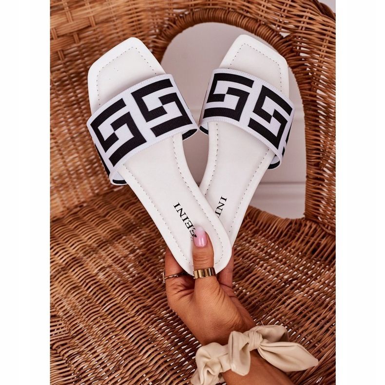 Klassische Hausschuhe für Damen Weiß Melinda schwarz 1