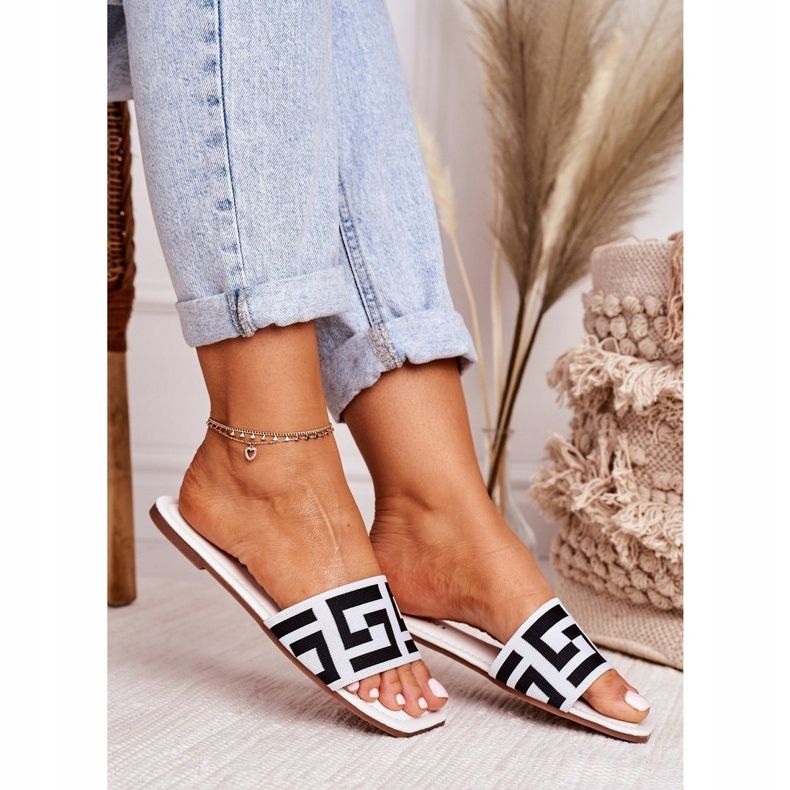 Klassische Hausschuhe für Damen Weiß Melinda schwarz 2