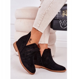 Durchbrochene schwarze Melanie Keilstiefel 2