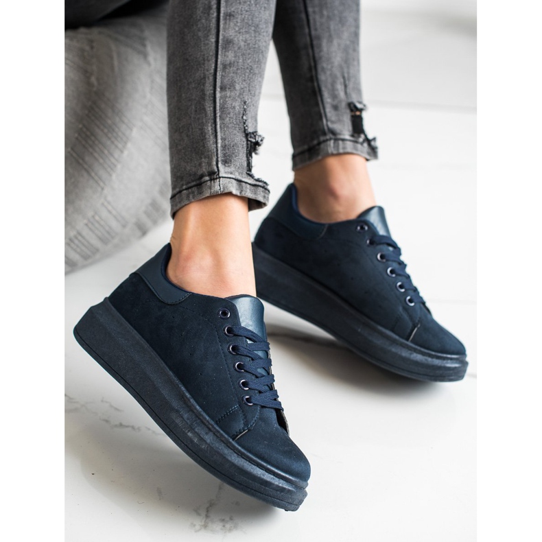 SHELOVET Wildleder-Sneaker auf der Plattform marineblau blau 1
