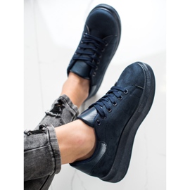 SHELOVET Wildleder-Sneaker auf der Plattform navy blau blau 2