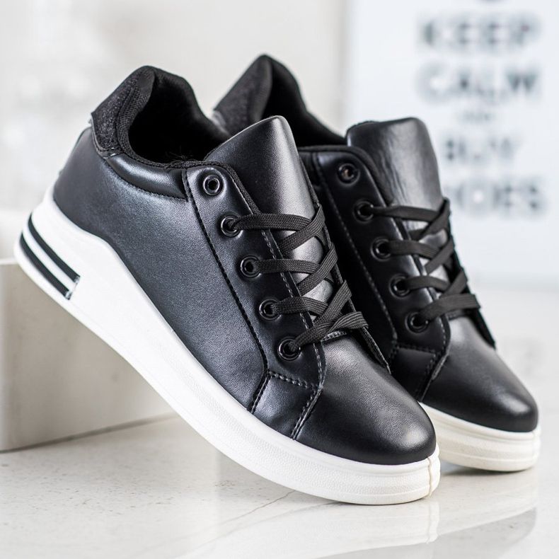 Diamantique Keilsneaker mit Glitzer schwarz 1