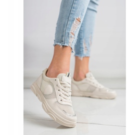 Ideal Shoes Beige Sneakers mit Mesh 2