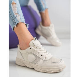 Ideal Shoes Beige Sneakers mit Mesh 1