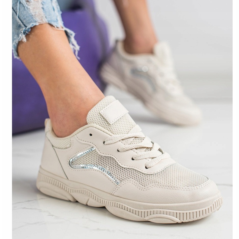 Ideal Shoes Lässige beige Sneakers 2