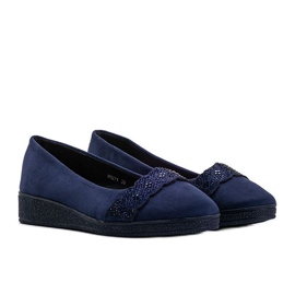 Wildleder-Ballerinas an der Maritza-Keilferse marineblau 1