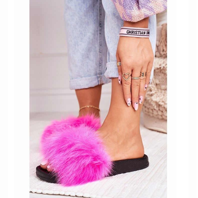 PS1 Damenhausschuhe mit Fell Belmondo fuchsia rosa 1