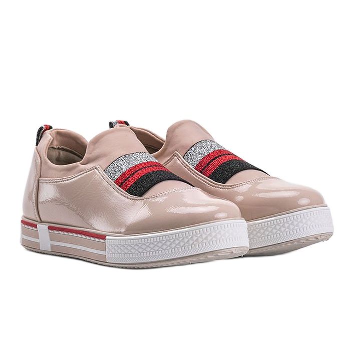 Jayde lackierte beige Turnschuhe 1