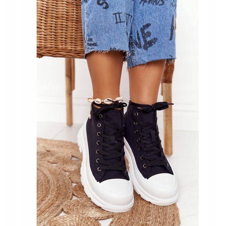 FB2 Hohe Sneakers für Damen auf einer großen Sohle Schwarz Trissy 2