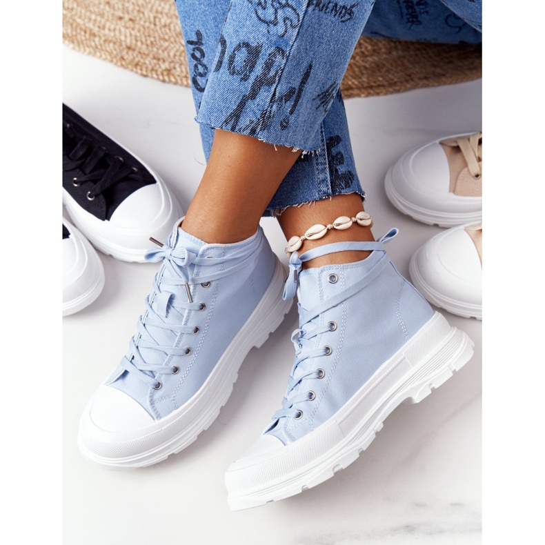 FB2 Hohe Sneakers für Damen auf einer großen Sohle Blau Trissy 2