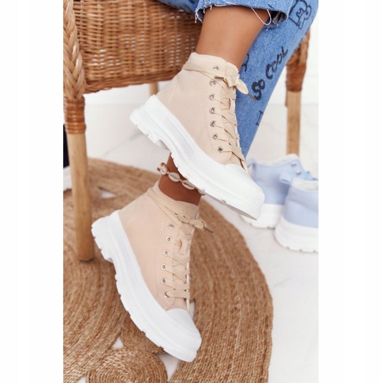 FB2 Hohe Sneakers für Damen Beige Trissy auf einer großen Sohle 2