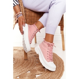 FB2 Hohe Sneakers für Damen auf einer großen Sohle rosa Trissy 1