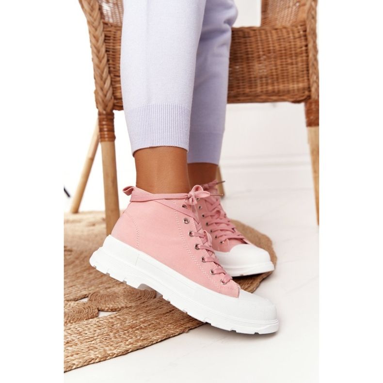 FB2 Hohe Sneakers für Damen auf einer großen Sohle rosa Trissy 2