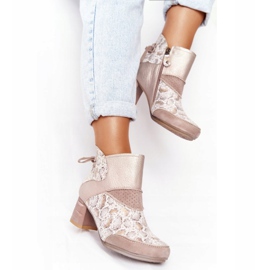 Damen Lederstiefel mit Absatz Maciejka Gold Beige 03963-20 golden 2