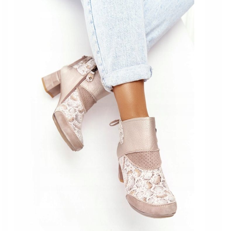 Damen Lederstiefel mit Absatz Maciejka Gold Beige 03963-20 golden 1