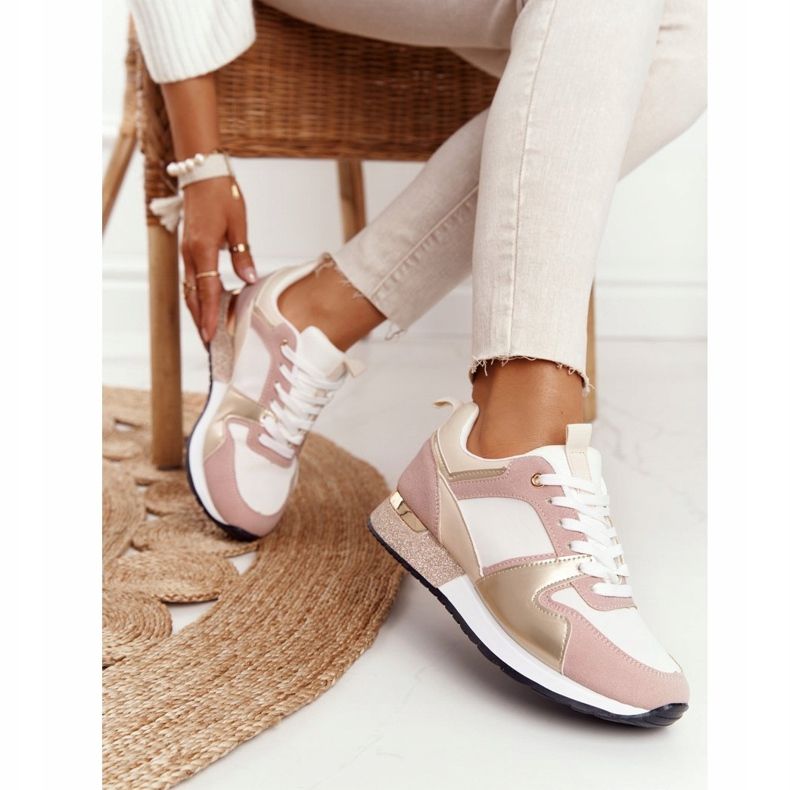 Damen Sportschuhe Sneaker Beige Mit Brokat Belinda mehrfarbig 2