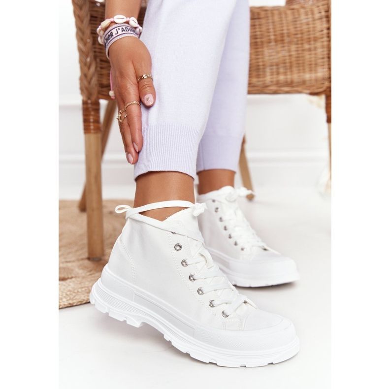 FB2 Hohe Sneakers für Damen Weiß Trissy auf einer großen Sohle 2