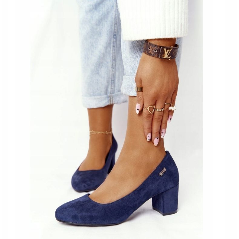 Wildleder Pumps On A Bar Sergio Leone Marineblau navy blau 1