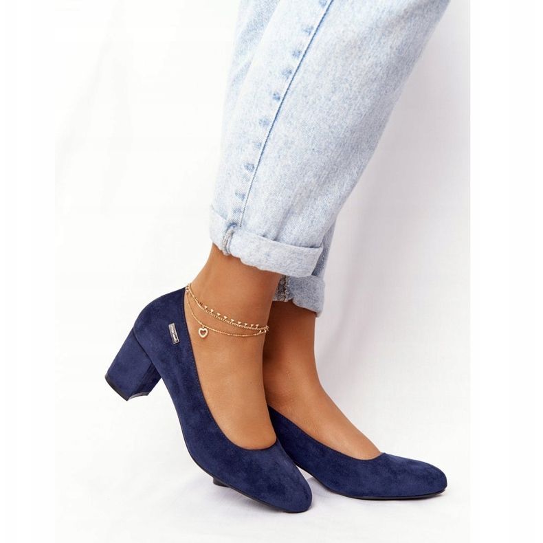 Wildleder Pumps On A Bar Sergio Leone Marineblau 2