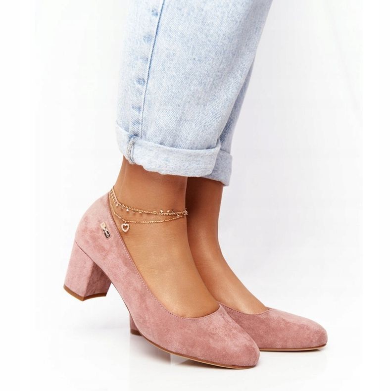 Wildleder Pumps auf einer Säule Sergio Leone Pink rosa 1