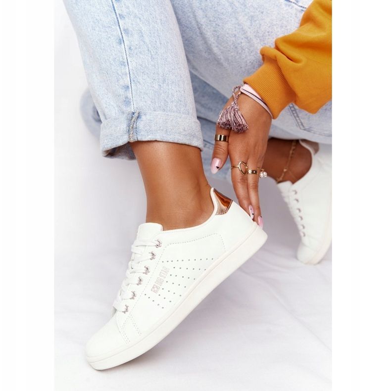 Damen Leder Sneaker Big Star DD274583 Weiß-Kupfer golden 2