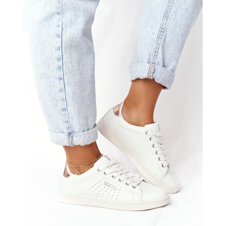 Damen Leder Sneaker Big Star DD274583 Weiß-Kupfer golden 1