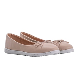 Beige Ballerinas für Damen mit Bridget-Schleife 1