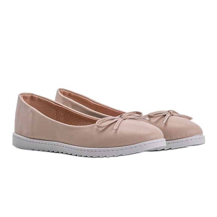 Beige Ballerinas für Damen mit Bridget-Schleife 1