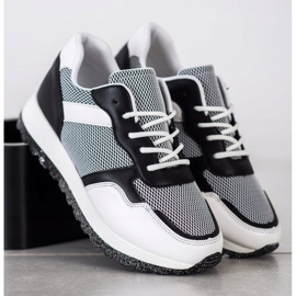 Bestelle Sneakers mit Glitzer-Plattform weiß schwarz 2