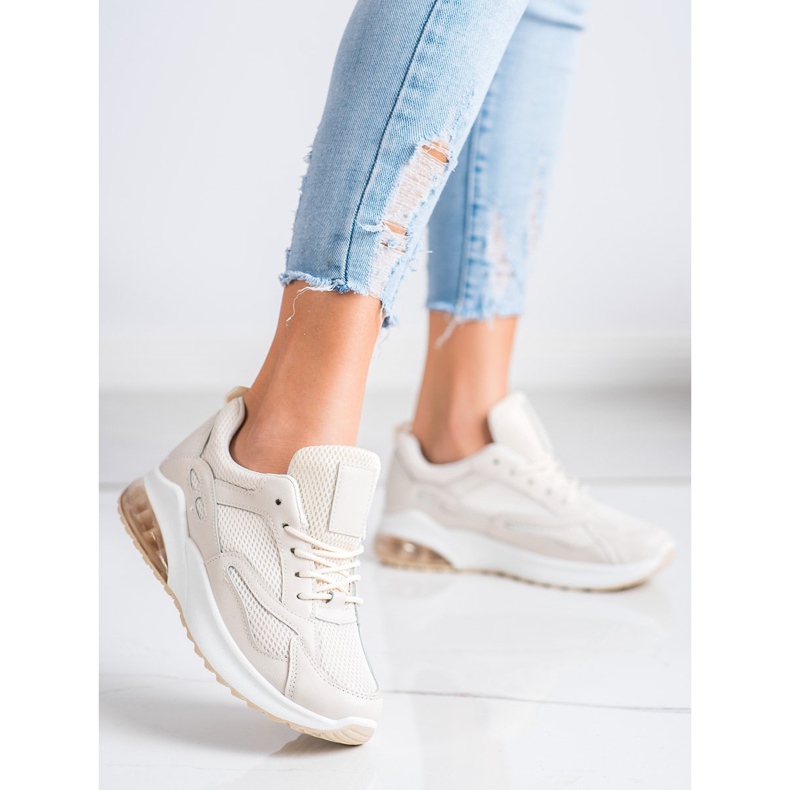 SHELOVET Beige Sneakers mit Mesh 1