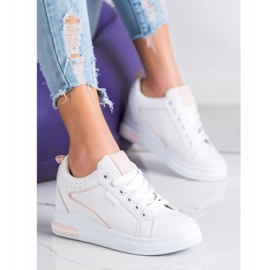 SHELOVET Weiße Schuhe mit verstecktem Keil 1