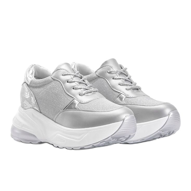 Silberne Sneaker mit klobiger Amy-Sohle 1