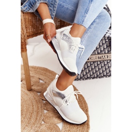 FB2 Damen Sportschuhe Sneakers Weiß und Silber Netta 1