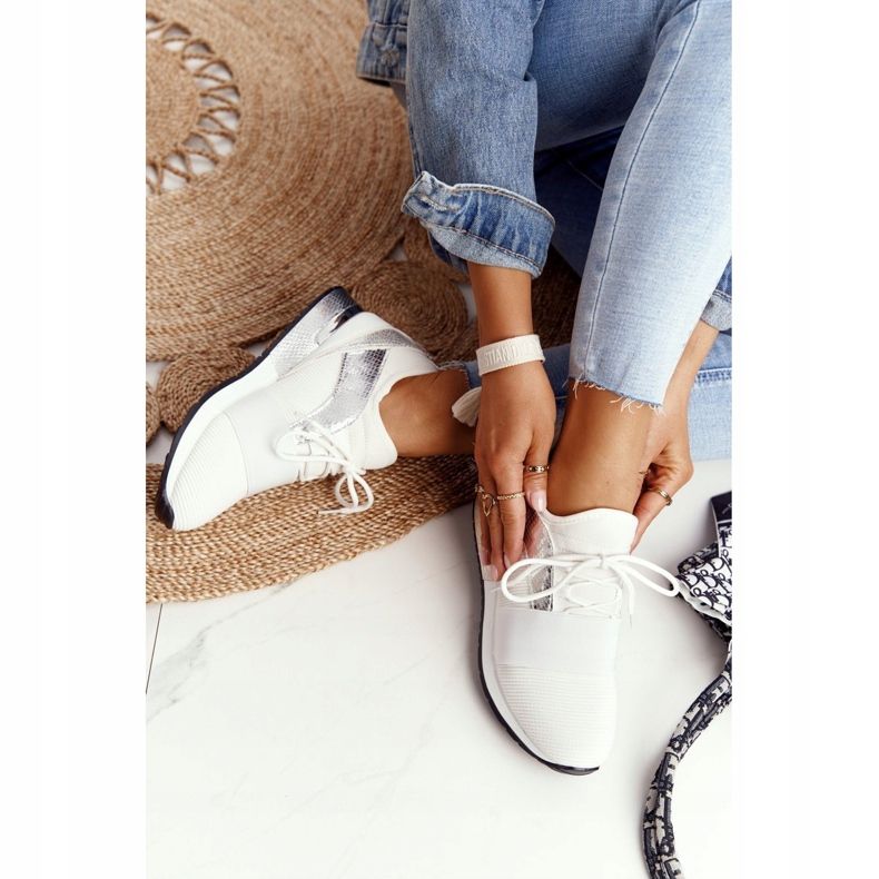 FB2 Damen Sportschuhe Sneakers Weiß und Silber Netta silber- 2